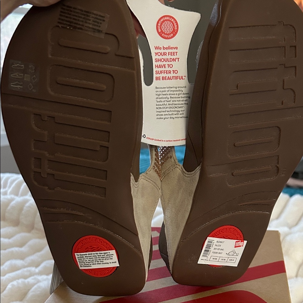 FitFlop Rokkit Nude Women's Beige Crystal Sandals size 6 NWT - Picture 7 of 10